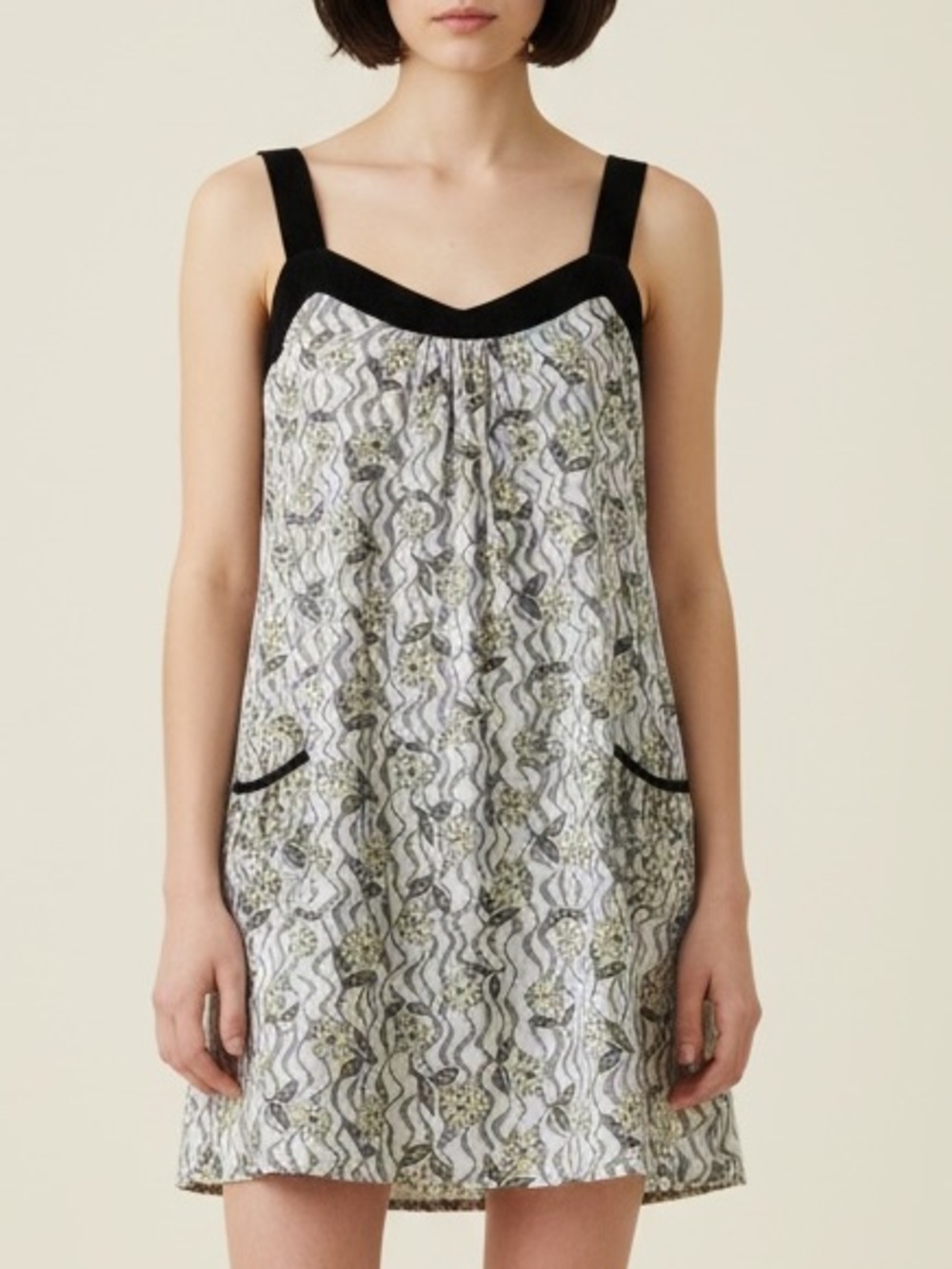 Vtg Johnny Martin Y2K Floral Empire Waist Tank Dress Pockets Juniors 13
